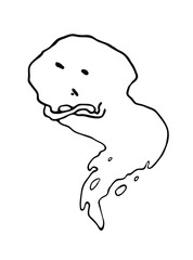 Hand drawn sketch of ghost isolated on white background. Vector illustration for posters, decoration and print. Element for autumn decorative design, halloween. 