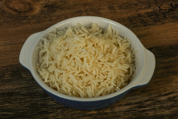 Steamed basmati rice in the bowl