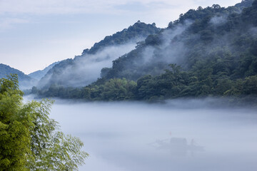 Hunan little Dongjiang River in mist