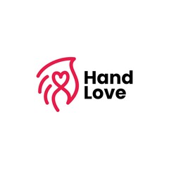 Fototapeta premium hand love heart give help care logo vector icon illustration