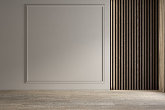 Modern classic empty interior blank wall. 3d render illustration mockup.