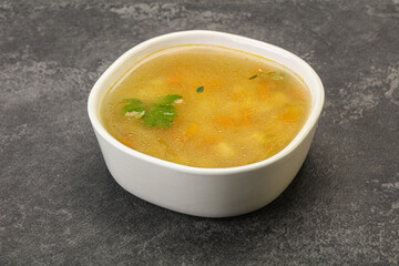 Tasty chicken soup with carrot