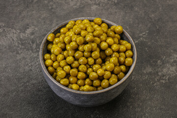 Marinated green pea in the bowl