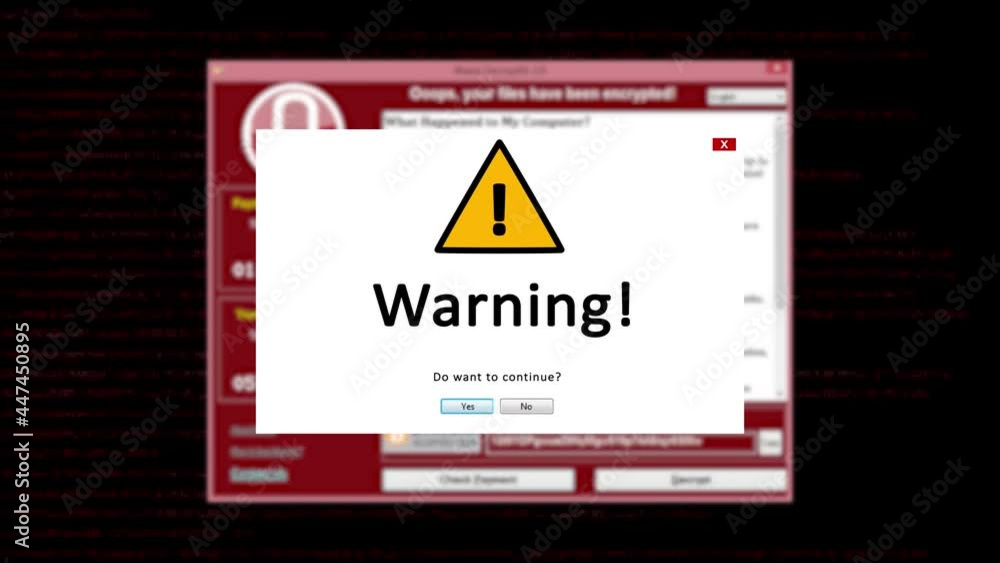 Aufkleber ransomware technology red background with binary code animation. cyber attack and concept. malware d