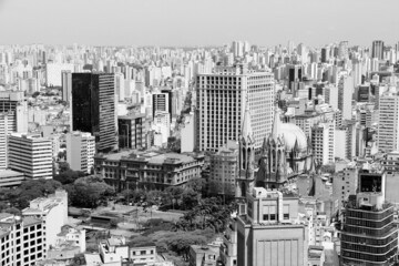 Sao Paulo city. Black and white vintage style.