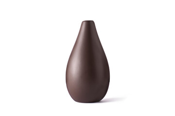 Obraz premium Ceramic vase of brown color on a white isolated background.