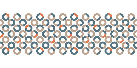 Geometric seamless vector pattern Border with colourful wheel shapes. Simple regular background illustration for prints, home decor, fashion fabric and stationery.