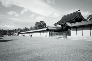 Japan - Kyoto Imperial Palace - black and white Japan