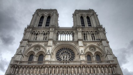 Fototapeta na wymiar Notre Dame gloomy Paris France