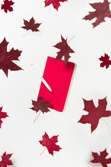 Stationery office supplies levitate on white background. Back to school creative layout