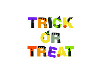 Halloween background with stylized holiday elements (pumpkin, cat, spider web, skull, candy) 