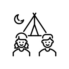 Kids Camp vector outline icon style illustration. EPS 10 file