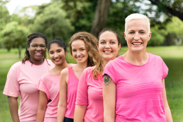 Women wearing pink for breast cancer awareness