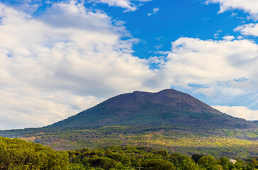 Fototapeta premium View of Mount Vesuvius located on the Gulf of Naples in Campania, Italy