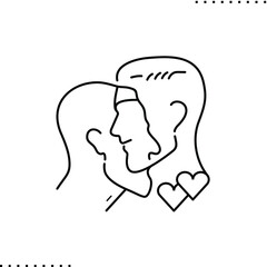 Conceptual design of gay couple, homosexual men, LGBT community vector icon in outline