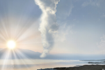 A pillar of cloud leads the Jewish people across the desert across the sea