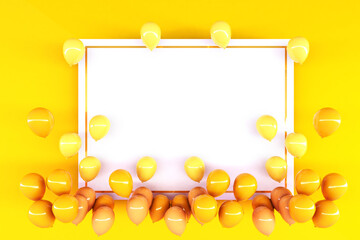 Colorful Bunch of Birthday 3D Balloons Flying for Party in room. 3D illustration, 3D rendering	
