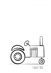 Tractor template for coloring on a white background