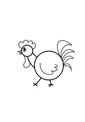 Rooster template for coloring on a white background
