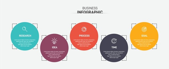 Infographic design with icons and 5 options or steps. Thin line vector. Infographics business concept. Can be used for info graphics, flow charts, presentations, web sites, banners, printed materials.