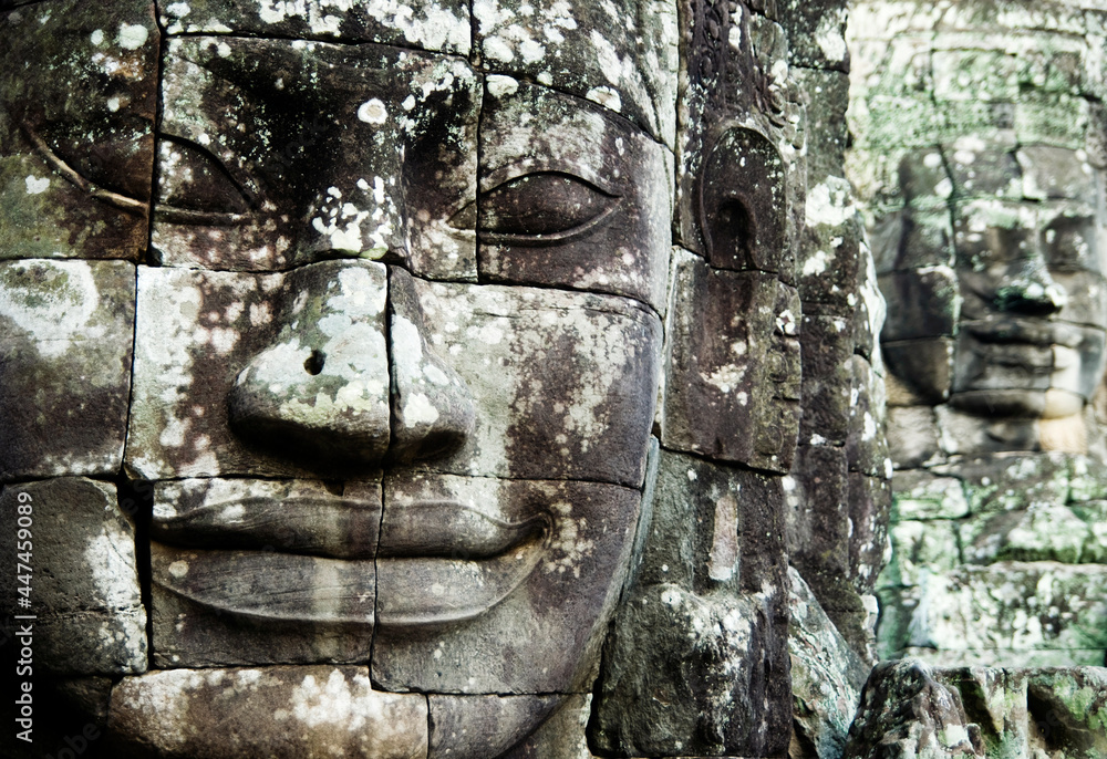 Wall mural Buddha faces at Angkor Thom, Siem Reap, Cambodia - Wall murals