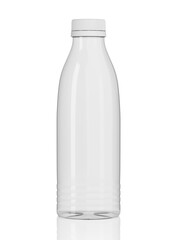 empty transparent plastic bottle isolated on white background