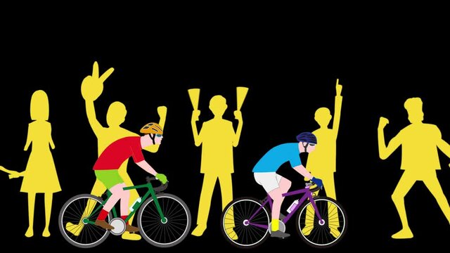 自転車レーサーを応援している人々