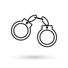 Handcuffs or hand restraints for criminals silhouette flat vector icon