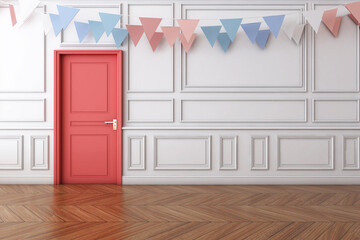 Fototapeta premium Room interior with Wall Background. 3D rendering ,3D illustration 