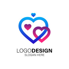 colorful love for wedding and humancare logo design