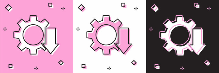 Set Cost reduction icon isolated on pink and white, black background. Vector Illustration