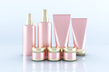 Cosmetics on White Background. 3D illustration, 3D rendering	
