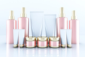 Cosmetics on White Background. 3D illustration, 3D rendering	