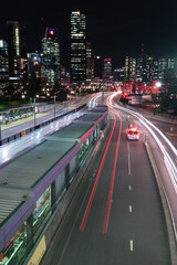 Fototapeta na wymiar Brisbane Queensland at night with tail lights and road traffic