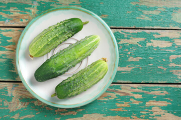 Fresh green cucumbers