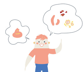 うんちの形状と小学生　イラスト素材
