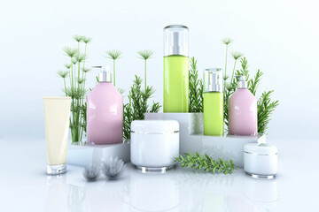 Cosmetics on White Background. 3D illustration, 3D rendering	