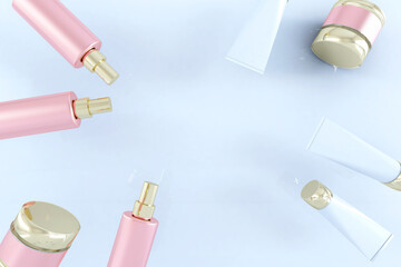 Obraz premium Cosmetics on White Background. 3D illustration, 3D rendering 
