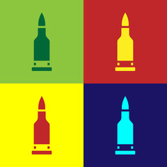 Pop art Bullet icon isolated on color background. Vector