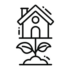 building trendy icon, line style isolated on white background. Symbol for your web site design, logo, app, UI.