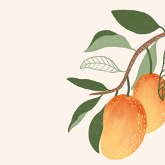 Hand drawn mango social template illustration 