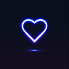 neon heart vector illutration on dark background