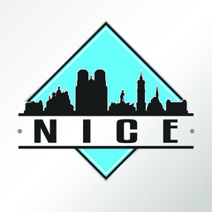 Nice, France Skyline Logo. Adventure Landscape Design Vector Illustration.