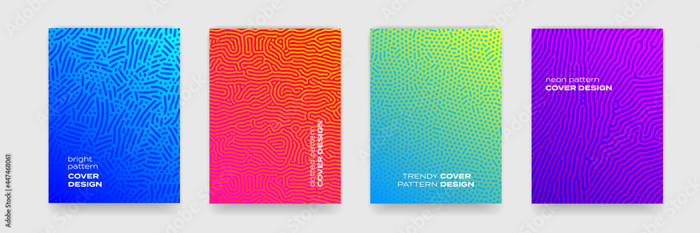 Aufkleber Background patterns, abstract line design and color gradient, vector modern graphic. Abstract geometric shapes and color halftone, cool minimal posters and covers