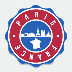 Paris, France Badge City Vector Seal. National Symbol Skyline Stamp Design Icon Label. 