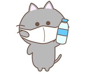 水を持つくろねこ/マスク