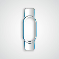 Paper cut Smartwatch icon isolated on grey background. Paper art style. Vector