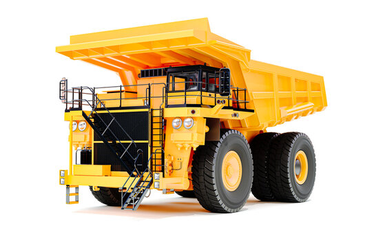 3d render of big mining truck on white background