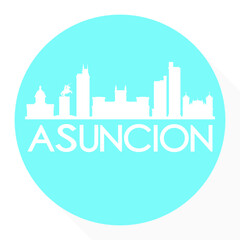 Asunción, Paraguay Round Button City Skyline Design. Silhouette Stamp Vector Travel Tourism.