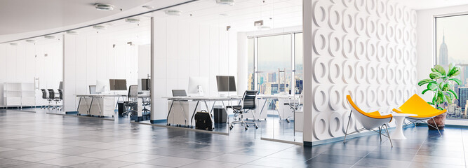 Fototapeta 3d render image of modern interior office building obraz